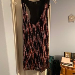 Black and pink sequin sleeveless tunic